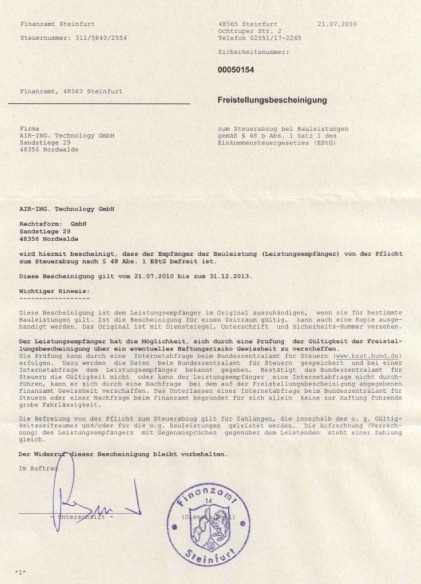 Vorschau Freistellungsbescheinigung
